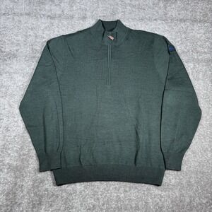 Turtleson Sweater Men's Large Green 1/4 Zip Extra Fine Merino Wool Long Sleeve‎